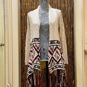 Charlotte Russe boho fringed sweater duster